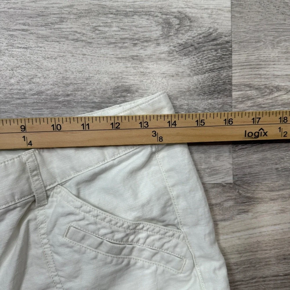 LOFT Womens White Cargo Utility‎ Pants Size 0 Linen Blend Casual Chic - Picture 8 of 10